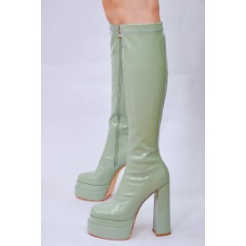 Lakovane ženske čizme zelene